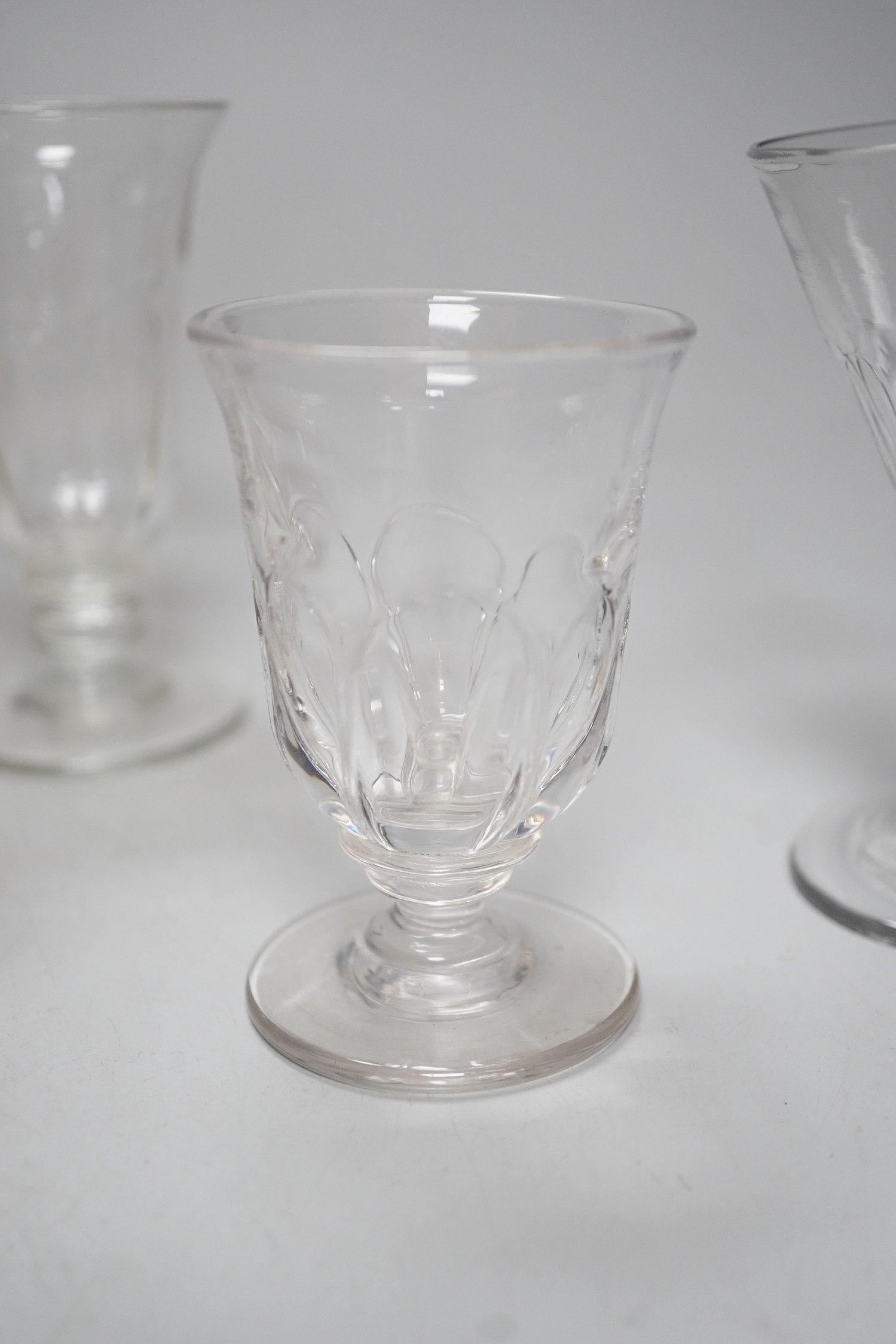 A group of eight Georgian small drinking or jelly glasses, to include a deceptive glass. Tallest 11.5cm